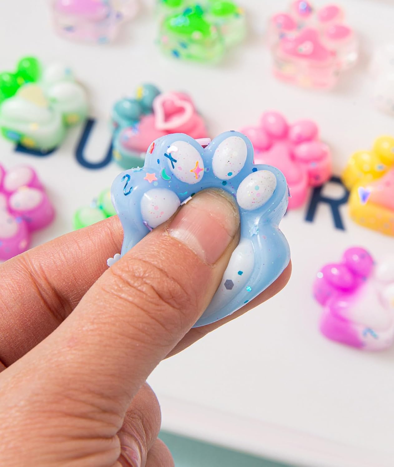 15 Pcs Squishy Toy, Funny Taba Squishy Cat Paw Colorful Fidget Toys Suitable Stress Relief Collection Decoration Entertainment Classroom Playtime Office Desk Relaxation Fun（Color Random） - Image 5