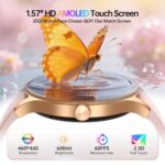 Smart Watch for Women,1.57inch AMOLED Touchscreen Fitness Watch for iPhone & Android,Heart Rate/Sp02/Sleep Monitor,110+ Sport Modes IP68 Waterproof Bluetooth Calls,2 Bands (Pink, 1.57) - Image 3