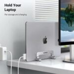 ESSAGER UGREN Vertical Laptop Stand, Aluminium, Adjustable, Space-Saving Desk Organiser, Anti-Scratch, Compatible with MacBook Surface, and HP Notebooks - Image 5