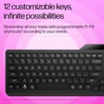HP 460 Multi-Device Bluetooth Keyboard,Multi-OS,Slim Design(Full numpad),Upto 12 programmable Shortcut Keys, 2 AAA Batteries for 24 Months of Productivity,AES encrypted,3 Year Warranty(7N7B8AA) - Image 5