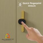 ALCOTT Zinc Fingerprint Smart Biometric Cabinet Lock, Safety Electric Drawer Wardrobe Lock, Digital Furniture Privacy Lock in Gold PVD, Long Round - Image 6