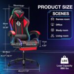 Gaming Chair Massage with LED RGB Lights and Footrest Ergonomic Computer Gaming Chair with High Back Video Game Chair with Adjustable Lumbar Support Red and Black - Image 4