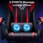 Gaming Chair Massage with LED RGB Lights and Footrest Ergonomic Computer Gaming Chair with High Back Video Game Chair with Adjustable Lumbar Support Red and Black - Image 7
