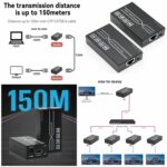 150M HDMI Extender Over Cat5/6E,1080P 60Hz HDMI Extender Over Cat-5 RJ45 Cable Transmitter Receiver Long Range up to150m Support 4kx2k 3D for Computer/HDTV etc. (Black) - Image 5