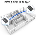 150M HDMI Extender Over Cat5/6E,1080P 60Hz HDMI Extender Over Cat-5 RJ45 Cable Transmitter Receiver Long Range up to150m Support 4kx2k 3D for Computer/HDTV etc. (Black) - Image 8