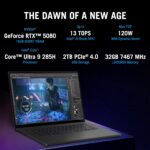 ASUS ROG Zephyrus G16,Intel Core Ultra 9 285H Gaming Laptop(RTX 5080-16GB/120W TGP/32GB/2TB/2.5K QHD+/16"/240Hz/Windows 11/M365 Basic (1Year)*/Office Home 2024/Eclipse Gray/1.95 Kg) GU605CW-QR133WS - Image 4