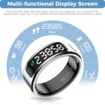 Smart Ring with Display - Heart Rate, Sleep Insights, Fitness Ring for Men & Women - IP68 Waterproof, Gesture Control, Long Battery Silver #09 - Image 3