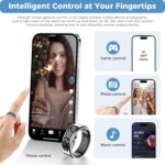Smart Ring with Display - Heart Rate, Sleep Insights, Fitness Ring for Men & Women - IP68 Waterproof, Gesture Control, Long Battery Silver #09 - Image 4