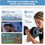 Smart Ring with Display - Heart Rate, Sleep Insights, Fitness Ring for Men & Women - IP68 Waterproof, Gesture Control, Long Battery Silver #09 - Image 5