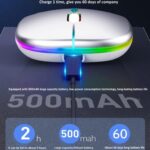 Wireless Mouse Gaming Mouse 2.4GHz Rechargeable Silent Optical Mouse with USB Receiver | 1000/1200/1600 DPI | 7 Color Breathing RGB Lights | Slim Ergonomic Mouse for Laptop/PC/Desktop (Gold) - Image 3