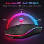 Wireless Mouse Gaming Mouse 2.4GHz Rechargeable Silent Optical Mouse with USB Receiver | 1000/1200/1600 DPI | 7 Color Breathing RGB Lights | Slim Ergonomic Mouse for Laptop/PC/Desktop (Gold) - Image 5