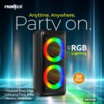 FRONTECH Multimedia Party Speaker | 20W Output | Dual 4" Drivers | RGB Light Tower Design | Bluetooth 5.0 | 2400mAh Battery | TWS, FM, USB, AUX, MIC | Portable Speaker | 1 Year Warranty (SW-0250) - Image 4