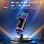Fifine AMPLIGAME AM6 Gaming PC Microphone, USB Streaming Microphone with Game Chat Balance, Computer Condenser Desktop RGB Mic with Mute Button, Noise Cancellation for Podcast/Twitch/Discord - Image 3