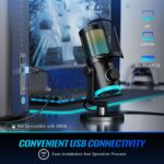 Fifine AMPLIGAME AM6 Gaming PC Microphone, USB Streaming Microphone with Game Chat Balance, Computer Condenser Desktop RGB Mic with Mute Button, Noise Cancellation for Podcast/Twitch/Discord - Image 5