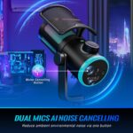 Fifine AMPLIGAME AM6 Gaming PC Microphone, USB Streaming Microphone with Game Chat Balance, Computer Condenser Desktop RGB Mic with Mute Button, Noise Cancellation for Podcast/Twitch/Discord - Image 7