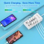 USB Charging Stations 60w12A 10 Ports Multiple Charging Block/Power USB Strip for iPhone Android Smartphone Tablet Smart Watch Air-Pods Samsung and Multiple Charger Plug (RT-10P-USB-HUB-01) - Image 3