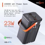 Callmate Treasury 100,000mAh Power Bank, 23W Fast Charging with Type C PD 3.0 Input & Output |7 Output & 3 Input Ports| (23W, Power Delivery) (Black, Lithium Polymer) - Image 3