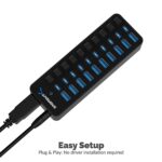 Sabrent 10-Port 60W USB 3.0 Hub with Individual Power Switches and LEDs Includes 60W 12V/5A Power Adapter (HB-BU10) - Image 4