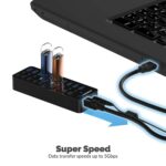 Sabrent 10-Port 60W USB 3.0 Hub with Individual Power Switches and LEDs Includes 60W 12V/5A Power Adapter (HB-BU10) - Image 6