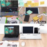 Varhomax Glass Desk Whiteboard with Storage, Desktop Organizer to-do List Memo Notepad Dry Erase White Board for Home Office and School Supplies (Black&White) - Image 5