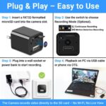 BIGASUO Mini Hidden Camera 1080p Full HD Plug & Play Spy Cam Secret Camera for Home Hidden & Office Use Mini Spy Camera Works While Charging Supports 256GB Security Surveillance (B88) - Image 5