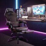 SEGEDOM Gaming Chair with Footrest and Massage Lumbar Support, Ergonomic Computer Gamer Chair, Office Video Game Chairs with Adjustable Height and Backrest (Coffee) - Image 3