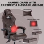 SEGEDOM Gaming Chair with Footrest and Massage Lumbar Support, Ergonomic Computer Gamer Chair, Office Video Game Chairs with Adjustable Height and Backrest (Coffee) - Image 6