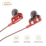 amazon basics in-Ear Wired Earphones with 9 mm Dual Drivers, in-Line Mic, Powerful Bass, Noise Isolation, 3.5 mm Audio Jack (Black and Red) - Image 3