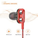 amazon basics in-Ear Wired Earphones with 9 mm Dual Drivers, in-Line Mic, Powerful Bass, Noise Isolation, 3.5 mm Audio Jack (Black and Red) - Image 4