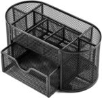 Metal Mesh Desk Organizer with Drawer | 8-Compartment Pen & Stationery Holder | Multi-Purpose Desktop Organizer for Office, Home & School | Durable Steel Mesh Storage for Pens, Notes, Accessories - Image 4