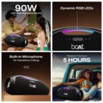 Boat Stone Ignite w/ 90 W RMS Sound, RGB LEDs, EQ Modes, IPX6,BT v5.3,Multi- Compatibility– Aux&USB, Playback time Up to 5 Hours & Type C Charging (Jade Black) - Image 3