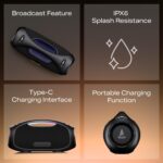 Boat Stone Ignite w/ 90 W RMS Sound, RGB LEDs, EQ Modes, IPX6,BT v5.3,Multi- Compatibility– Aux&USB, Playback time Up to 5 Hours & Type C Charging (Jade Black) - Image 8