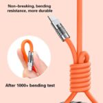 ONE43 120W Fast Charging Cable, 3 in 1 Charging Data Cable, Portable Charger USB Type-C & USB Port for All Phones, Fast Charger Type c Retractable USB Cable (Multi) - Image 3