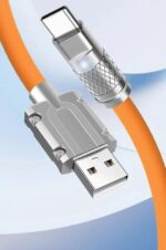 ONE43 120W Fast Charging Cable, 3 in 1 Charging Data Cable, Portable Charger USB Type-C & USB Port for All Phones, Fast Charger Type c Retractable USB Cable (Multi) - Image 4