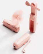 TechPride Mini Handheld Fan, Portable Folding Fan with Type-C Charging, 2000mAh Rechargeable Battery, 3-Speed Cooling USB Desk Fan, Pink (Pink) - Image 3