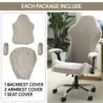 HOKIPO Gaming Chair Cover Elastic Jacquard Computer Rotating Chair Seat Covers Slipcover, Taupe Brown (NEW-AR-5366-KHK) - Image 4