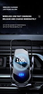 Wireless Car Charger,15 W Qi Charging, Automatic Sensor Auto-Clamping Car Phone Holder, Windshield Dashboard Air Vent Phone Mount,Compatible for iPhone, Xiaomi, Google, Honor,Oppo,etc - Image 8
