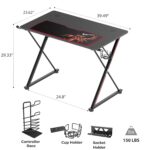 EUREKA ERGONOMIC 39 Inch Gaming Desk for Small Spaces, X Shaped Computer Desk with Mouse Pad, Headphone Hook, Gaming Controller Stand, Cup Holder (Wood, Laminated) - Image 3