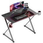 EUREKA ERGONOMIC 39 Inch Gaming Desk for Small Spaces, X Shaped Computer Desk with Mouse Pad, Headphone Hook, Gaming Controller Stand, Cup Holder (Wood, Laminated) - Image 4