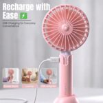 One94Store High Speed Portable USB Hand Fan, 4800 RPM, 1200mAh Rechargeable Battery, Up to 6H Runtime, 3 Speed Modes for Travel, Office & Makeup, Pink – Mini Fan, Hand Fan, Small Fan, USB Fan - Image 4