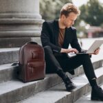 Amazon Basics Leather Laptop Backpack (15.6 Inch) | Water Resistant | Large Storage Compartments | Breathable Shoulder Straps | for Office, Travel or College (Brown) - Image 5