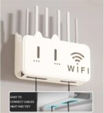 Wall Mounted WiFi Router Shelf with Cable Storage Box | Multi Purpose Wireless Router Holder | Power Strip Hanging Bracket | Home & Room Network Decor Shelf - Image 5