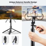 Mobilife Long Selfie Stick Tripod 360°Rotation Balance Handle 62" Extended Mobile Tripod Aluminum Bluetooth Remote 3 in 1 Selfie Tripod for Vlog Travel Smartphone Mirrorless Camera GoPro - Image 3