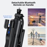 Mobilife Long Selfie Stick Tripod 360°Rotation Balance Handle 62" Extended Mobile Tripod Aluminum Bluetooth Remote 3 in 1 Selfie Tripod for Vlog Travel Smartphone Mirrorless Camera GoPro - Image 6