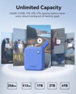 ORICO Portable SSD 512 GB with 2 in 1 USB C Cable, External Solid State Drives, Up to 460MB/s, Status Indicator, Reliable Storage for USB-C Smartphone, PC - B5PLUS(Blue) - Image 3