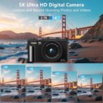 5K Digital Camera for Photography & Video – 75MP UHD Vlogging Camera with WiFi, Autofocus, 3" Flip Screen, 18X Zoom – Compact (Pro Kit, Black) - Image 3
