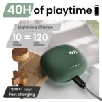 GOBOULT W20 Truly Wireless in Ear Earbuds with 35H Playtime, Zen™ ENC Mic, 45ms Low Latency, 13mm Bass Drivers, Type-C Fast Charging, Touch Controls, IPX5 Ear Buds TWS (Pine Green) - Image 4