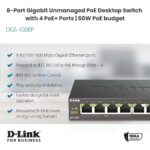 D-Link DGS-1008P Ethernet Switch - 8 Port - 4 4 x 10/100/1000Base-T - 10/100/1000Base-T - Power Over Ethernet - Image 3