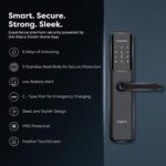 Wipro Smart Door Lock Aura Pro | 6-Way Unlocking | 5 Bolts | Fingerprint, PIN, Access Card, Guest Unlocking via OTP, Mobile App | Pin Decoy, Alerts | IP65 Waterproof | 2 Yr Warranty | Black - Image 3