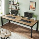 TEKAVO Simplon Large Computer Table | Meeting Table | Conference Table | Two Person Desk | Large Office Table | Long Work Desk | 150 CM Long x 70 CM Wide | Brown Wood | Metal | DIY - Image 5